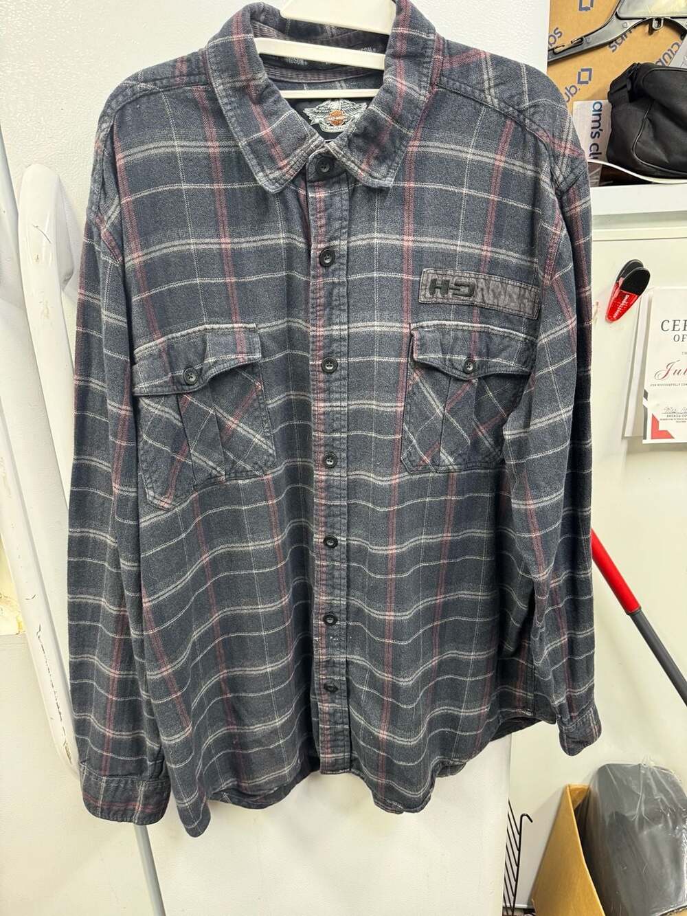Harley-Davidson Men's Plaid Long Sleeve Button-Up Shirt, Size 2XL